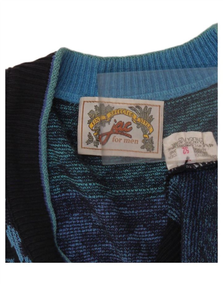 Pulover cardigan pentru bărbați JAC IT 52 mare din bumbac geometric albastru