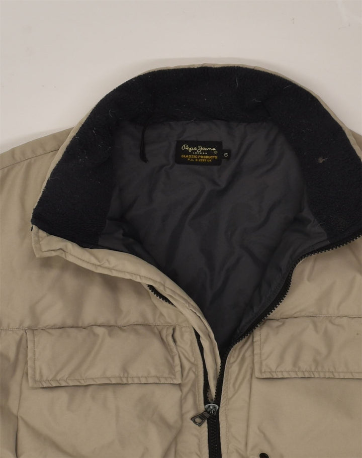 Jachetă căptușită pentru bărbați PEPE JEANS UK 36 Mic Bej Poliester