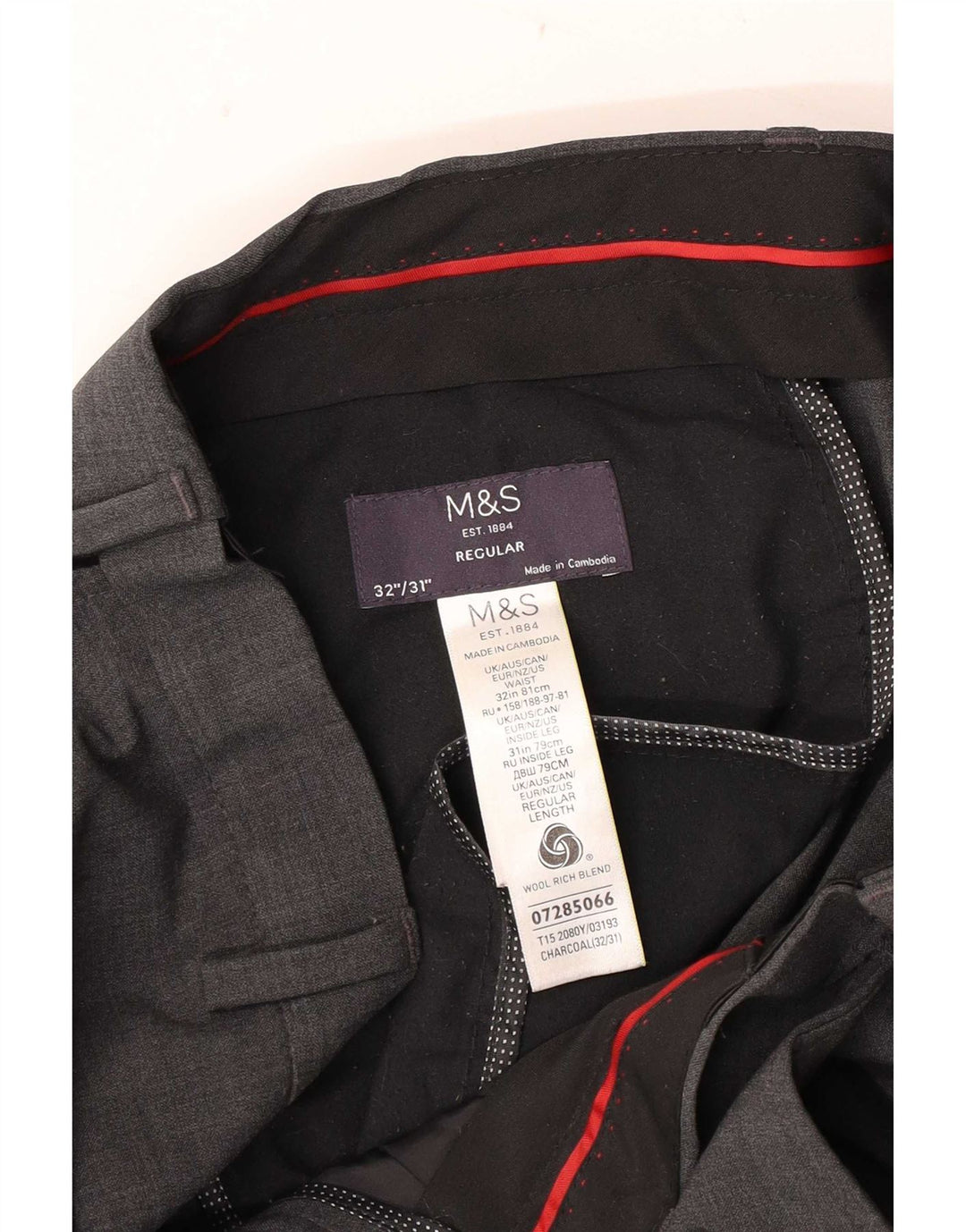 Marks & Spencer Pantaloni drepți pentru bărbați L32 L31 Lână gri