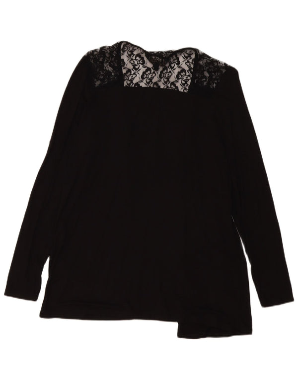 Pulover cardigan deschis pentru femei Lipsy UK 14 Medium Black Floral Viscose