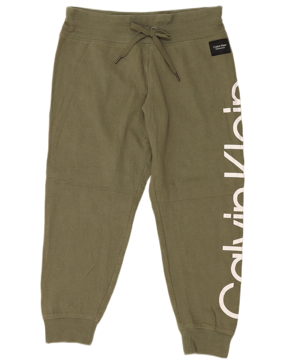 CALVIN KLEIN Pantaloni de trening grafic pentru femei Pantaloni de jogging UK 14 Medium Khaki