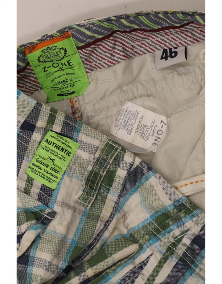 Pantaloni scurți cargo ZONE pentru bărbați IT 46 Small W32 Bumbac cu carouri multicolore