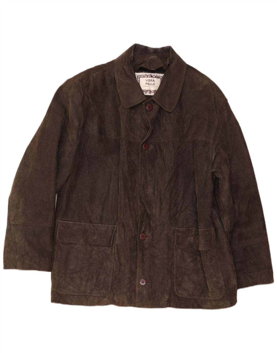 Jachetă vintage pentru bărbați din piele intoarsa IT 54 2XL din piele maro