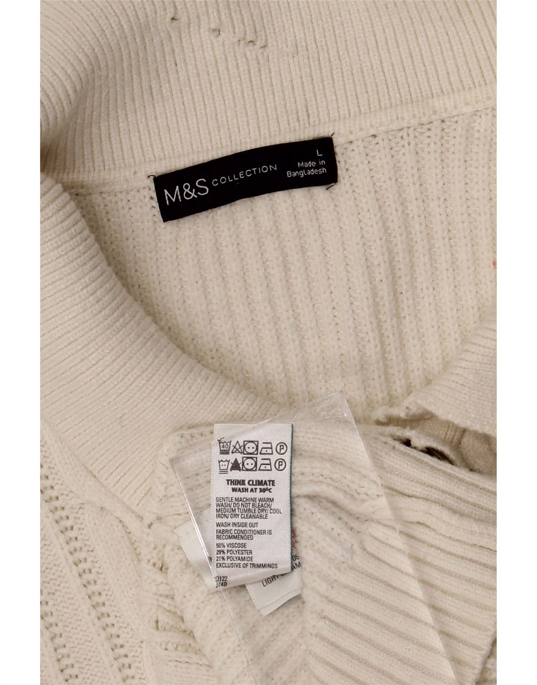 Pulover cardigan pentru femei Marks & Spencer UK 16, mare, albă, viscoză