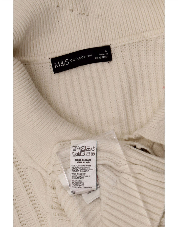 Pulover cardigan pentru femei Marks & Spencer UK 16, mare, albă, viscoză