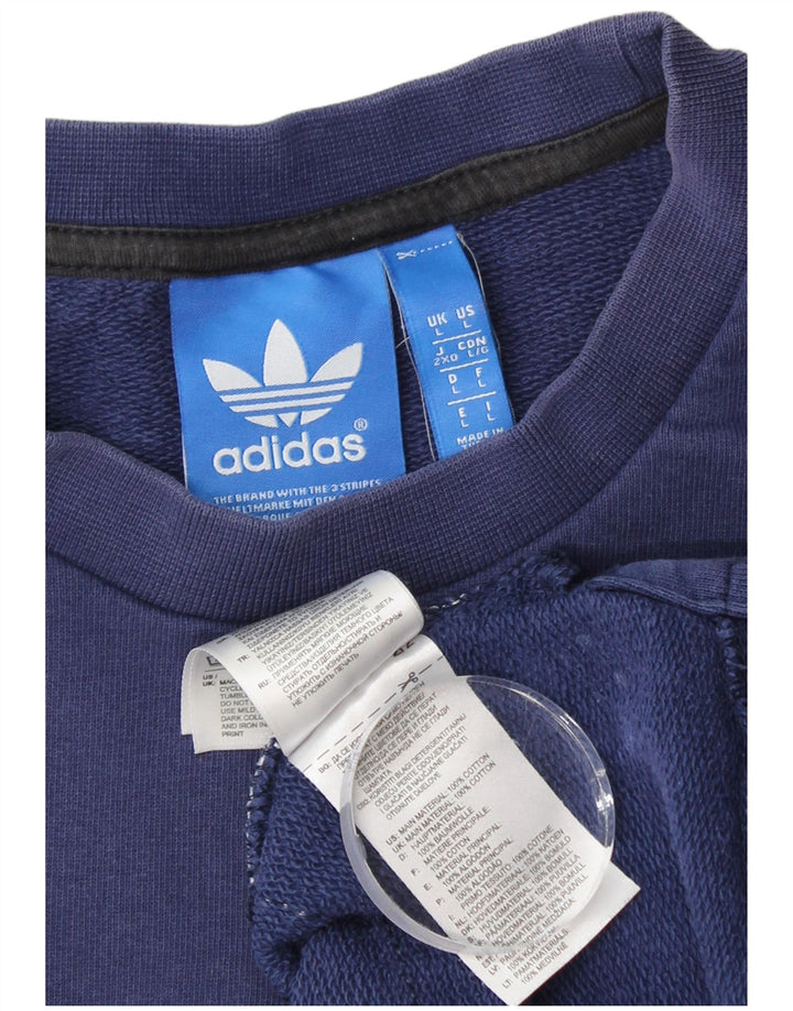 Hanorac grafic pentru bărbați ADIDAS Pulover mare, albastru bleumarin, bumbac color bloc