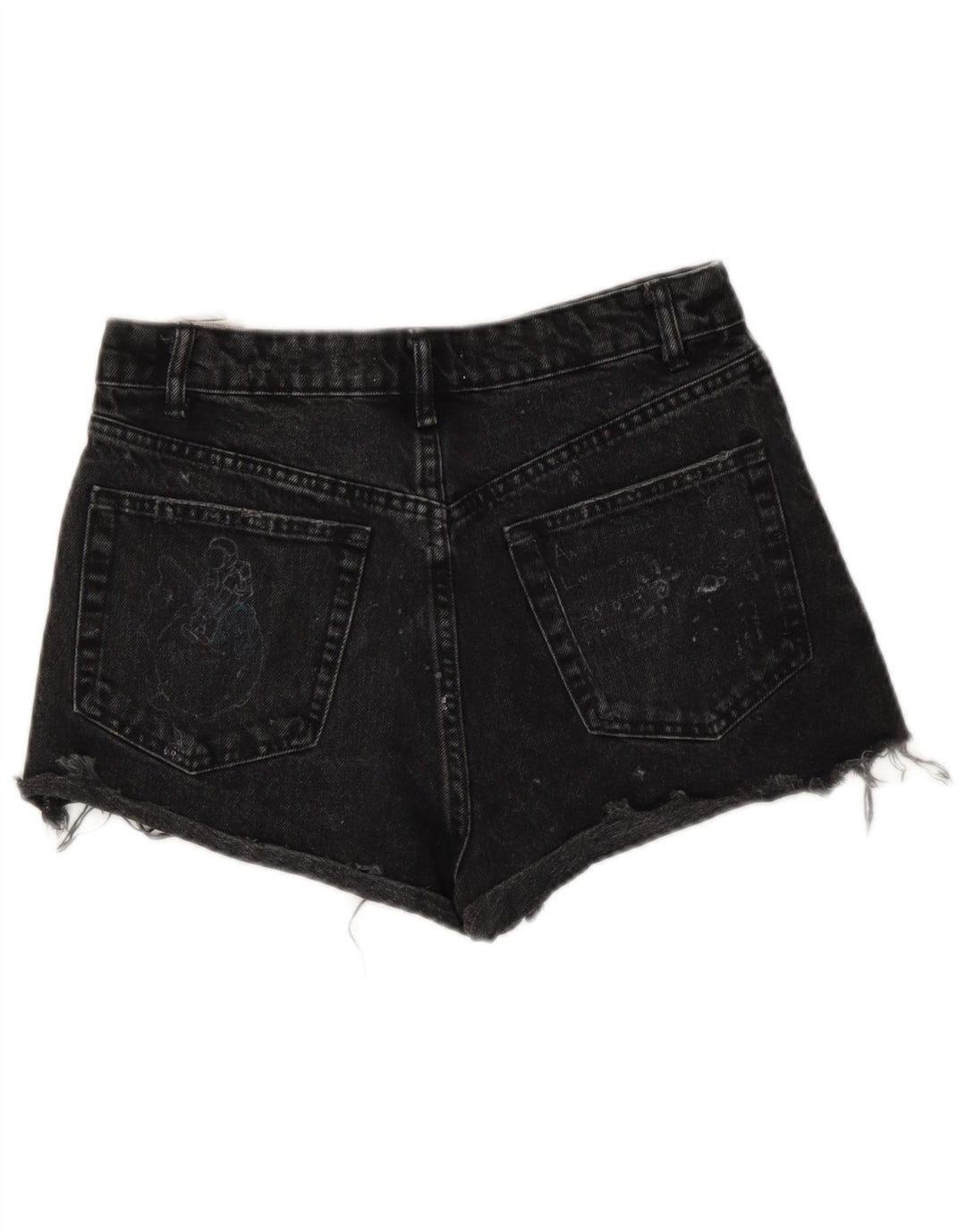 Pantaloni scurți din denim învechit pentru femei Zara EU 36 XS W26 Negru