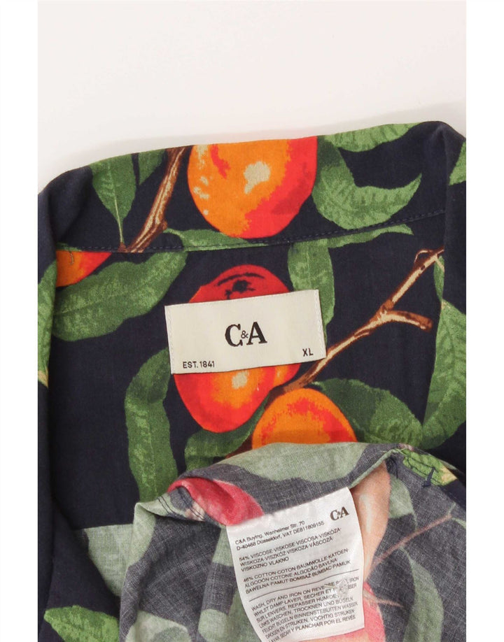 Cămașă cu mânecă scurtă pentru bărbați C&A, cu model abstract, XL bleumarin, viscoză