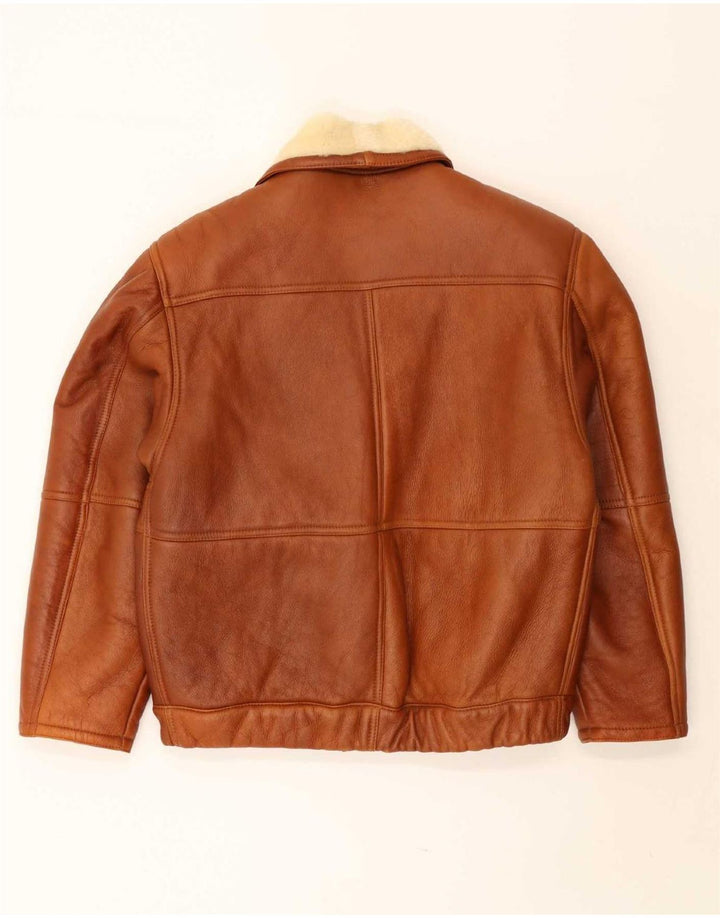 Jachetă vintage pentru bărbați din shearling UK 40 mare, maro, din shearling