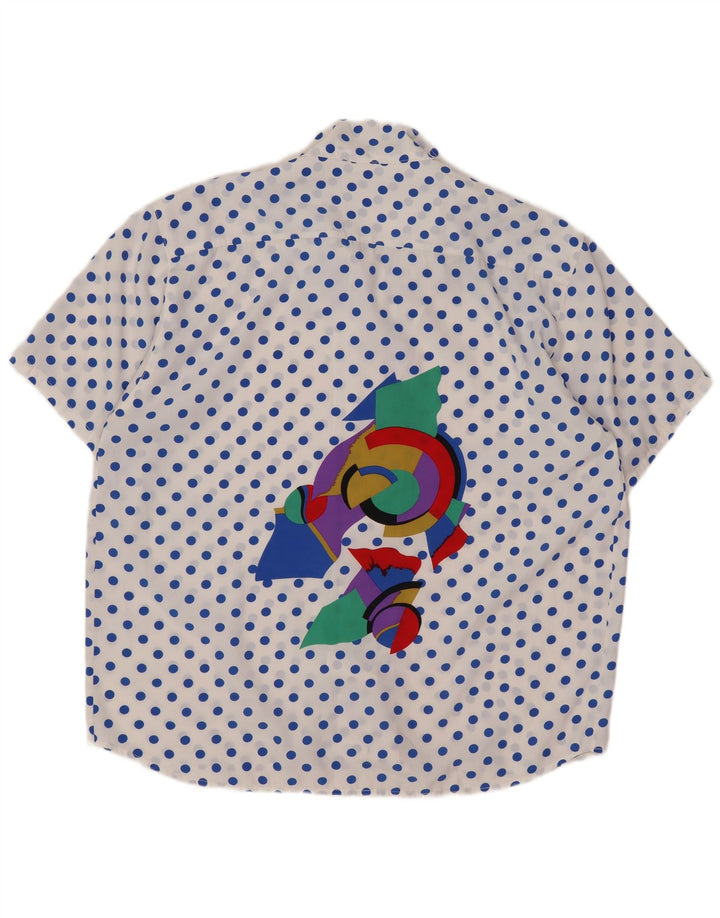 Bluză cămașă cu mânecă scurtă pentru femei vintage UK 16, mare, cu pete albe