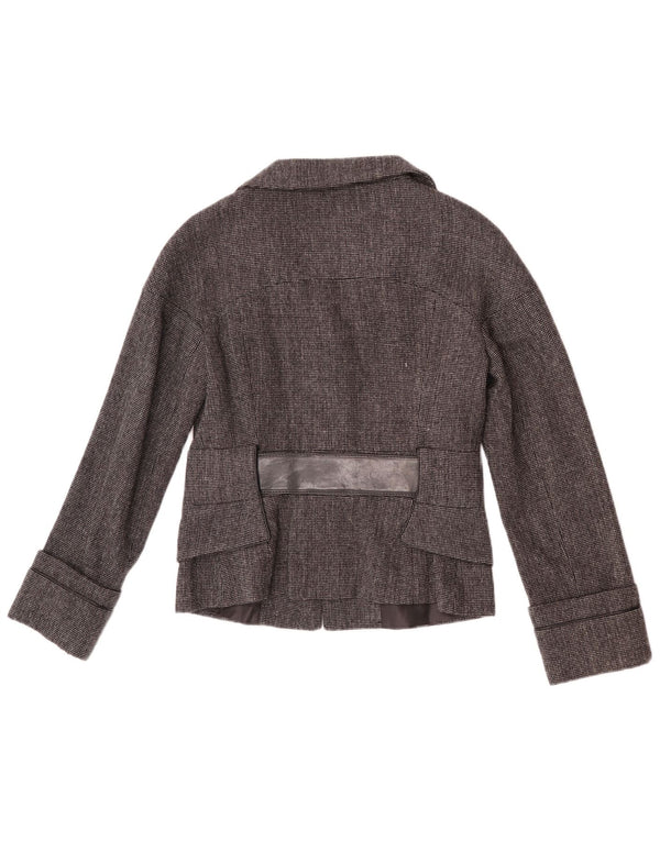 Zara Womens 2 Button Blazer Jacket UK 12 Medium Grey Herringbone