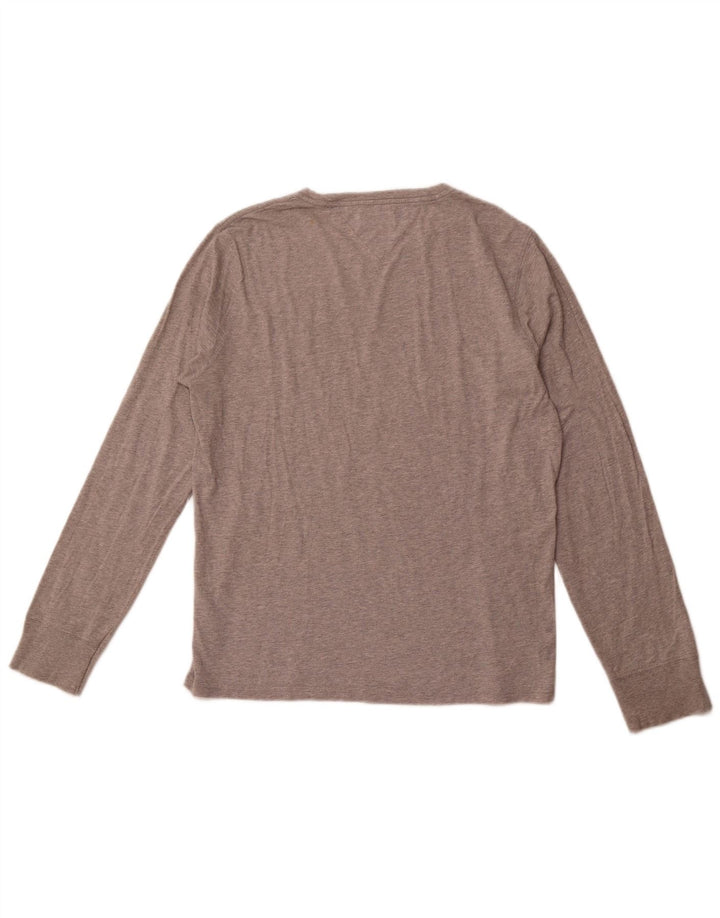 TOMMY HILFIGER Bărbați Heritage Graphic Top cu mânecă lungă din bumbac gri mediu