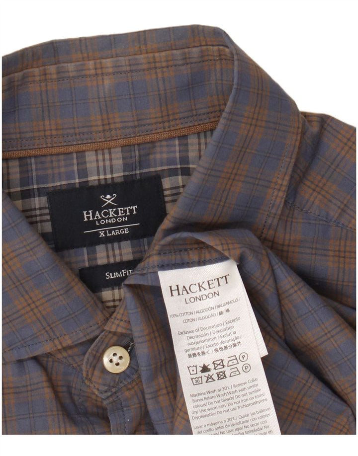 Cămașă pentru bărbați Hackett Slim Fit XL, maro, bumbac cu carouri