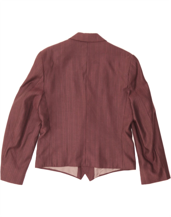 VINTAGE Womens Double Breasted Blazer Jacket UK 14 Medium Burgundy Striped Vintage Vintage and Second-Hand Vintage from Messina Hembry 