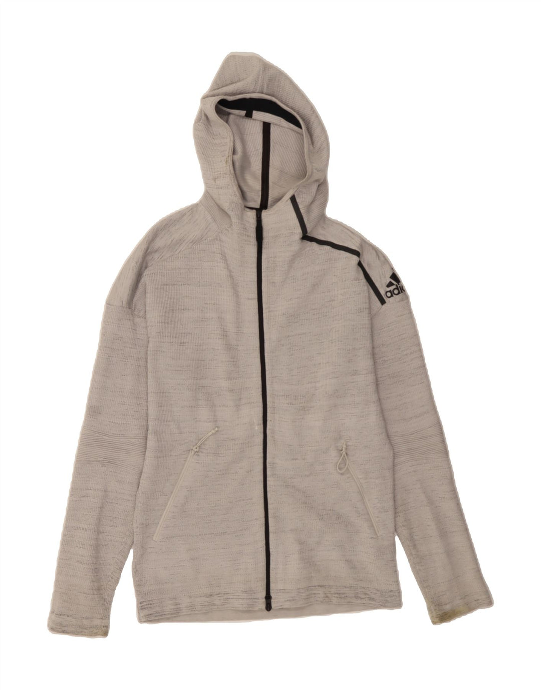 ADIDAS Mens Zip Hoodie Sweater Medium Grey Flecked Polyester Vintage Adidas and Second-Hand Adidas from Messina Hembry 