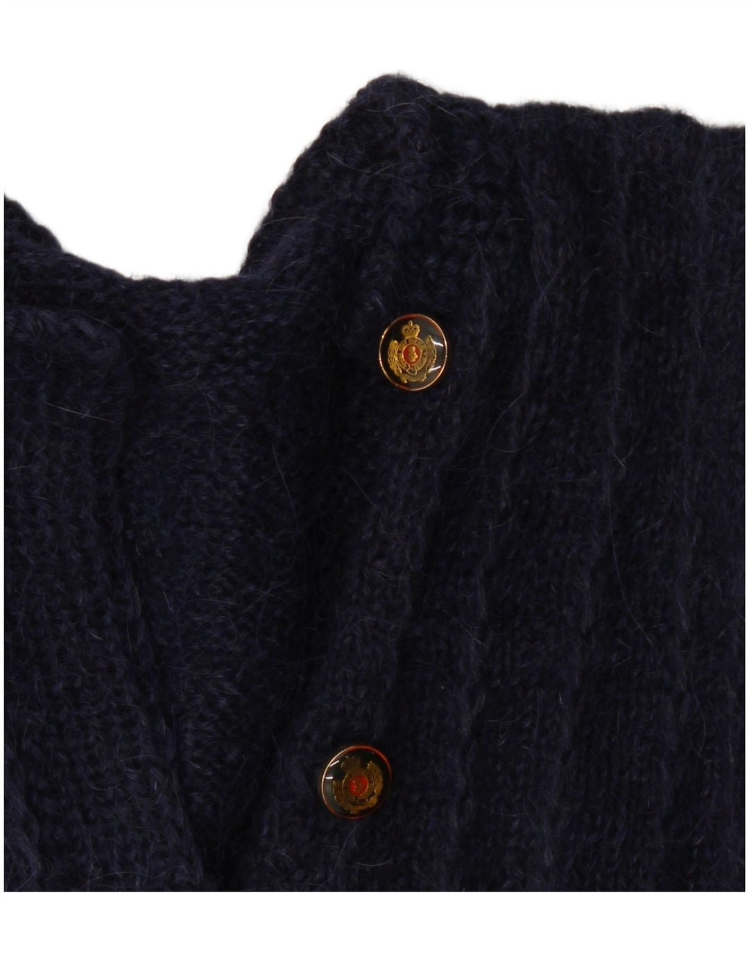 VINTAGE Womens Button Neck Jumper Sweater UK 16 Large Navy Blue