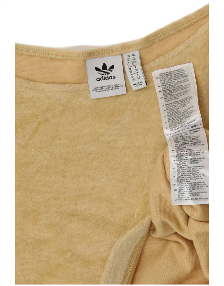 Top crop oversize ADIDAS pentru femei cu umeri, UK 10, bumbac galben mic