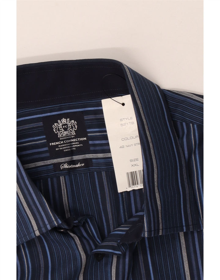 Cămașă formală pentru bărbați French Connection 2XL, bumbac cu dungi bleumarin