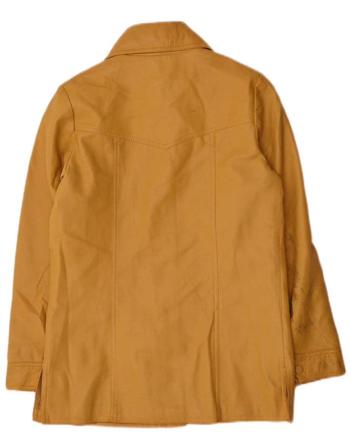 Jachetă de piele vintage pentru femei UK 8 Small Yellow