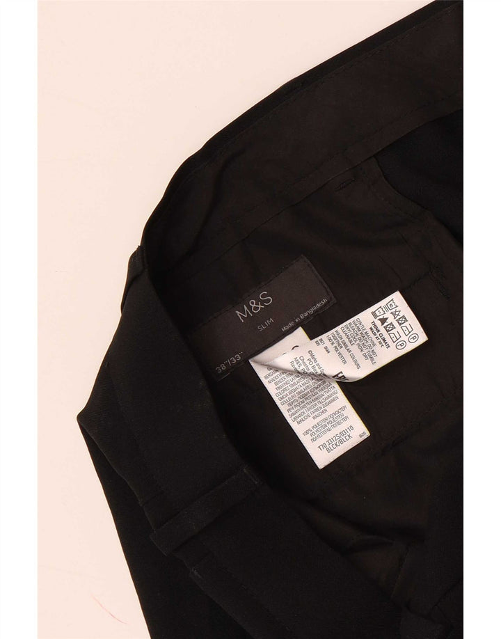 Pantaloni chino subțiri pentru bărbați Marks & Spencer L38 L33 Poliester negru