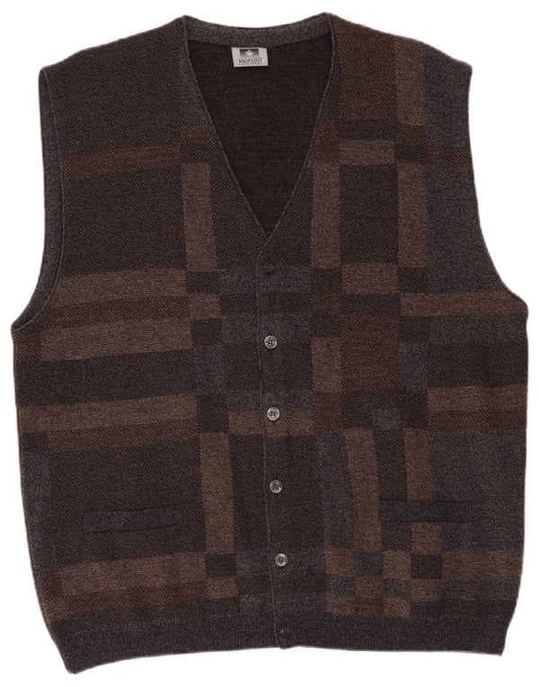 Enzo Goti Pulover Cardigan Bărbați 2XL Lână Geometrică Maro