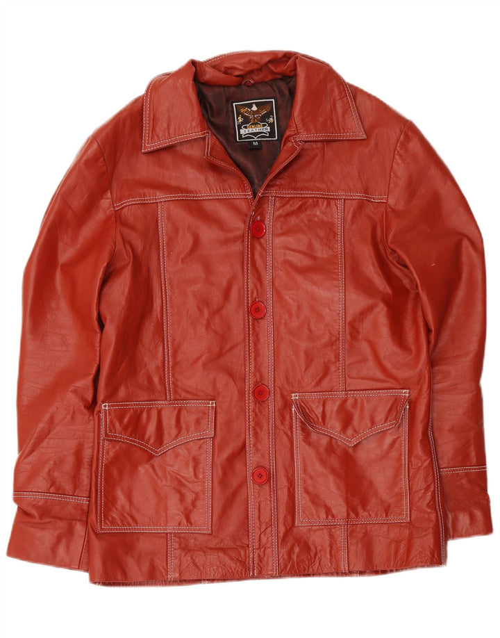 Jachetă de piele vintage pentru femei UK 38 Medium Red