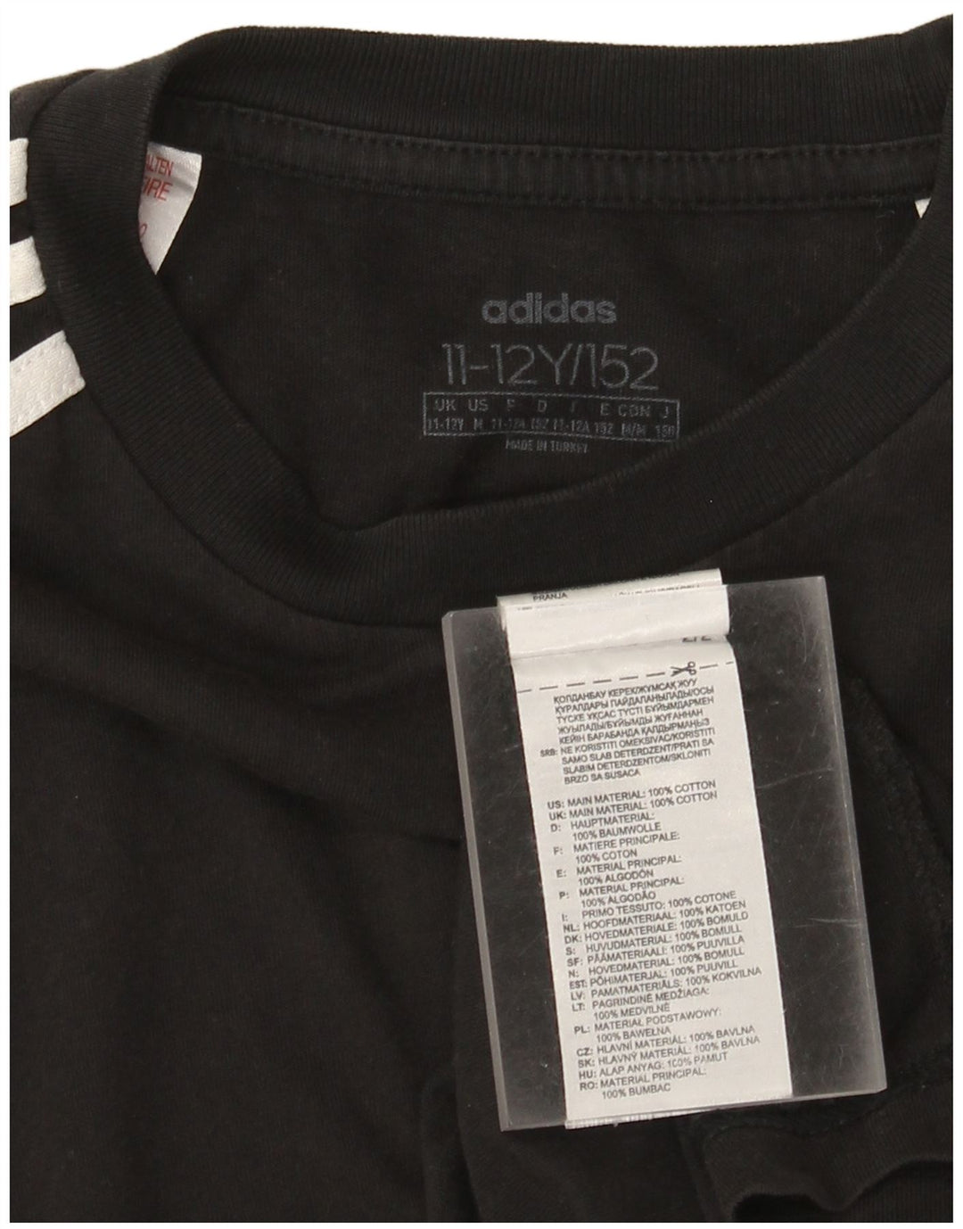 Tricou Băieți Adidas Top 11-12 Ani Bumbac Negru