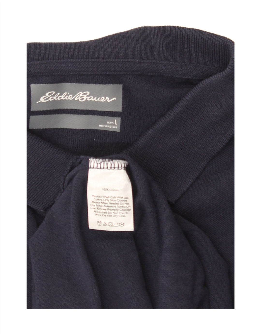 EDDIE BAUER Mens Polo Shirt Large Navy Blue Cotton Vintage Eddie Bauer and Second-Hand Eddie Bauer from Messina Hembry 