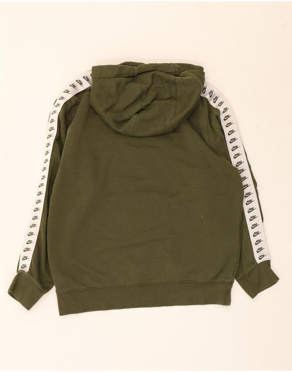 Pulover NIKE pentru damă, cu glugă grafică, UK 14, mediu kaki, bumbac color bloc