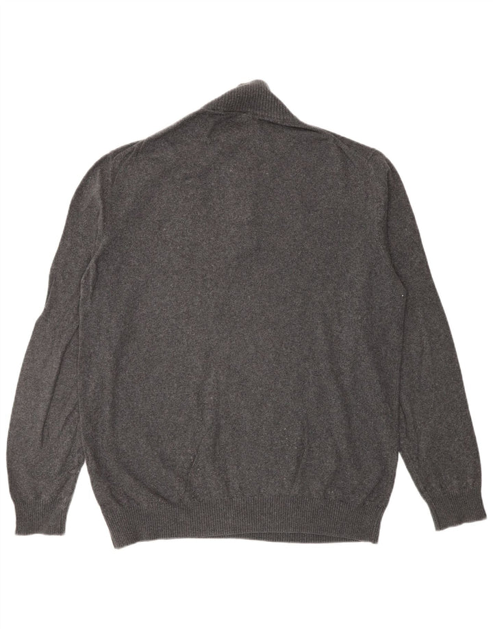 Pulover pentru bărbați Lyle & Scott, cu fermoar, cu gât, bumbac mare, gri