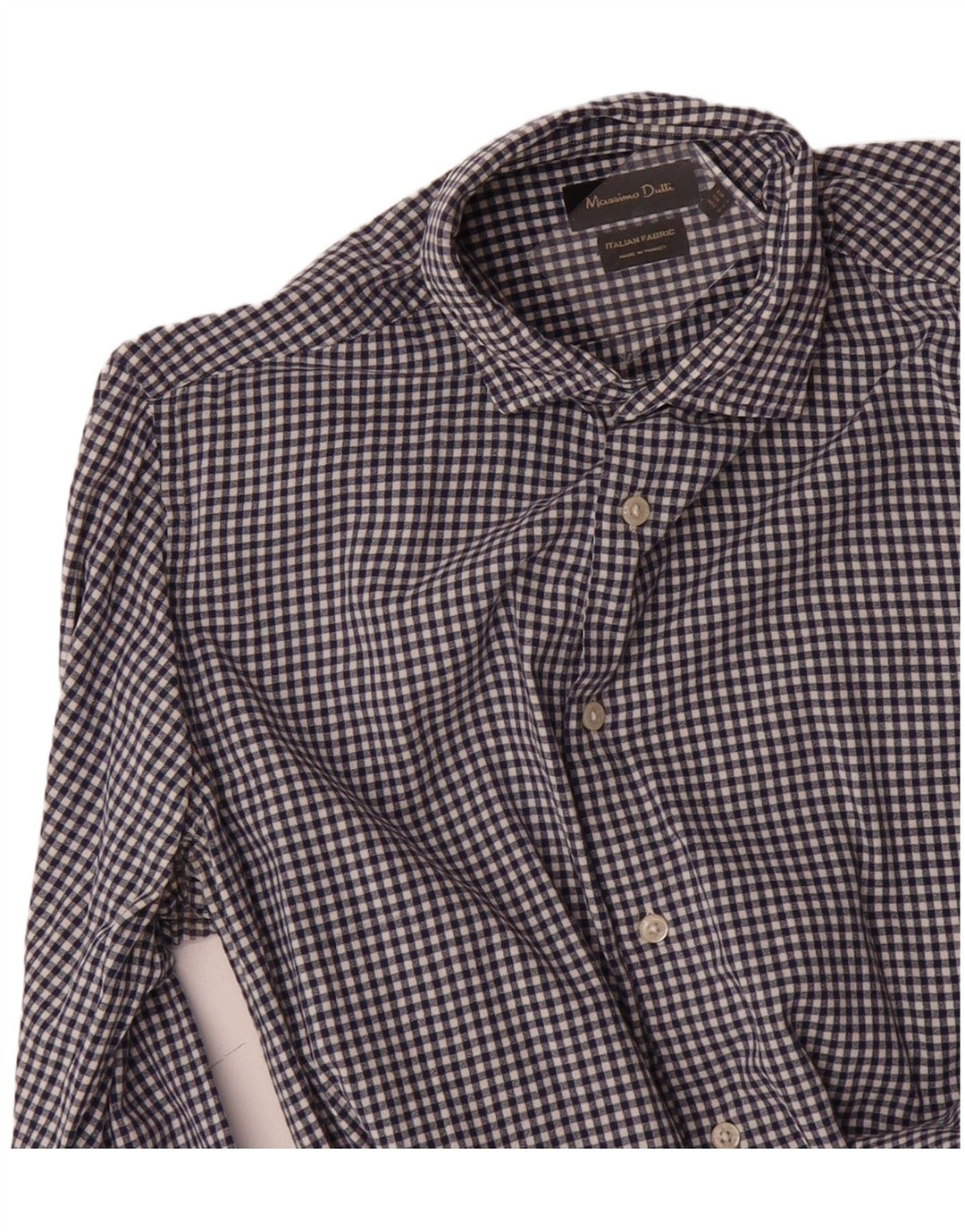 MASSIMO DUTTI Mens Shirt Large Navy Blue Gingham