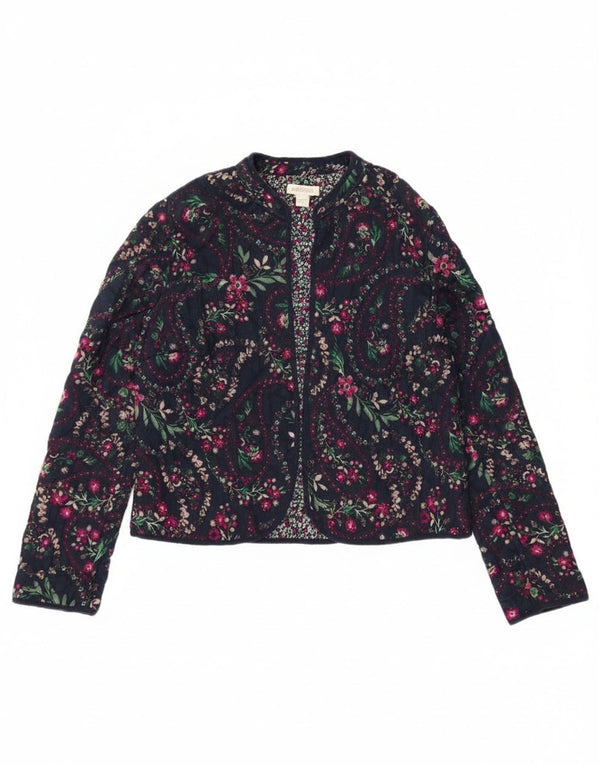 Jachetă Blazer deschisă pentru femei Monsoon UK 12 Medium Bluemarin Floral Bumbac