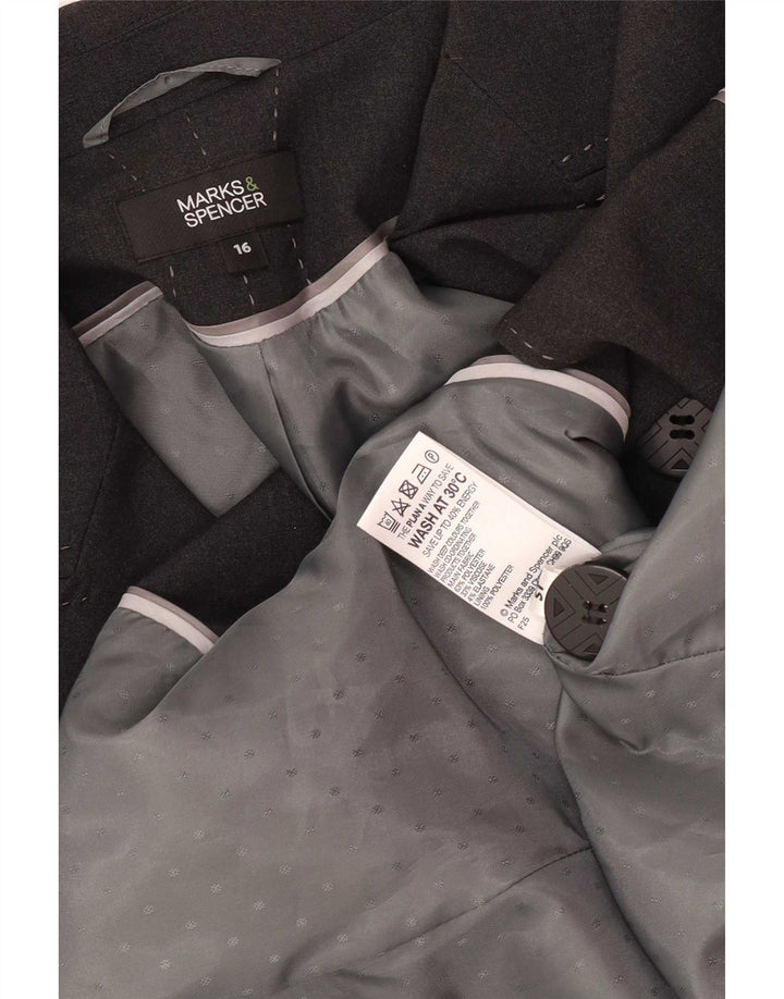 Jachetă pentru femei Marks & Spencer cu 1 nasture, UK 16, mare, gri, poliester