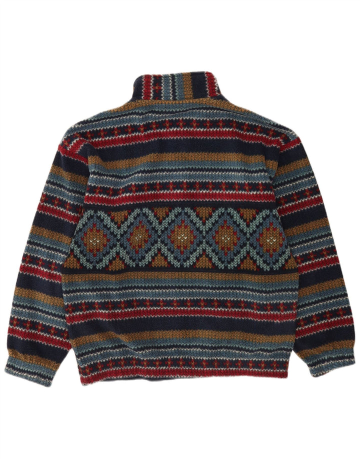 Pulover Fila pentru bărbați, cu gât cu nasturi, fleece, IT 50, mediu, multicolor, geometric