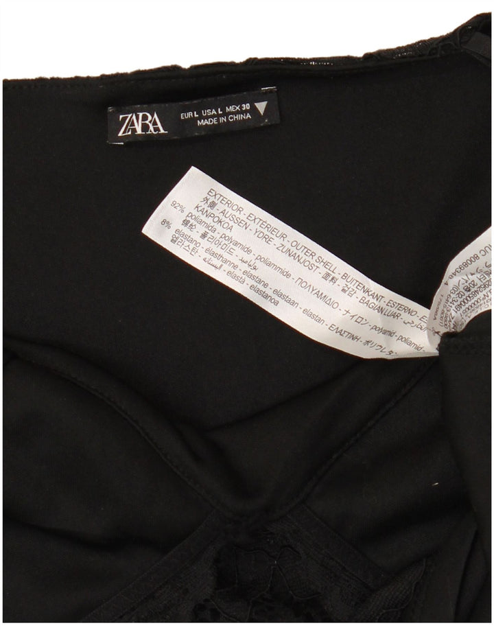 ZARA Womens Slip Dress UK 14 Large Black Polyamide