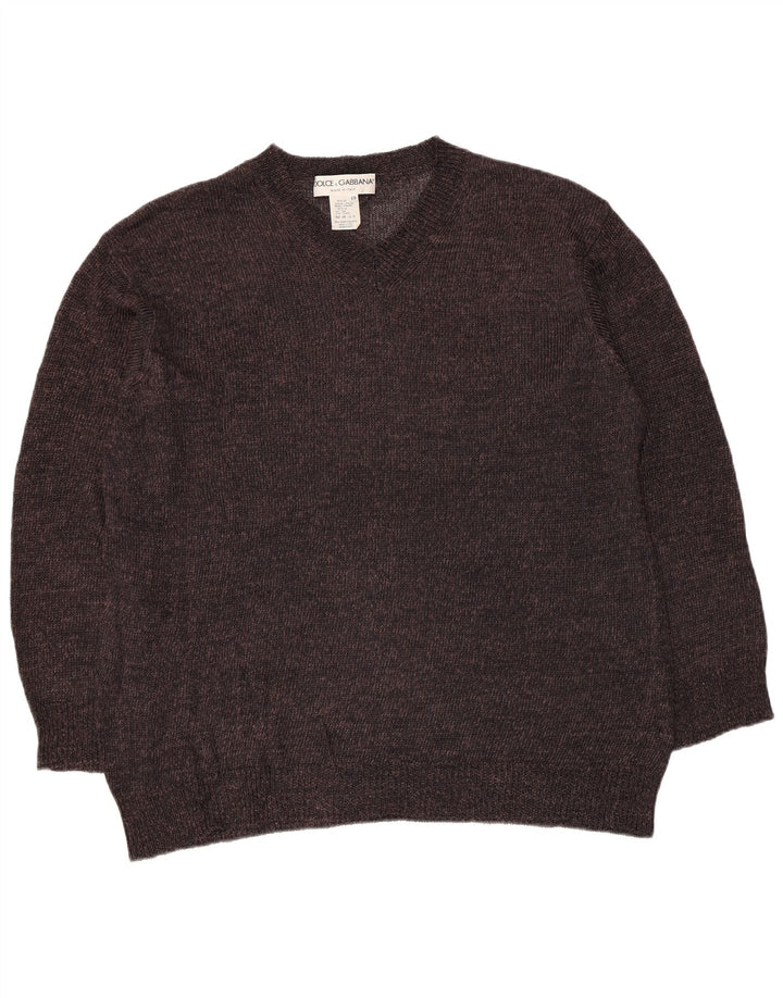 Pulover cu decolteu în V Dolce & Gabbana pentru femei IT 48 XL Viscoză maro