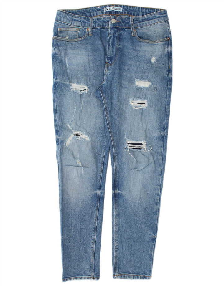 Blugi slim pentru femei Distressed Zara W33 L28 Albastru