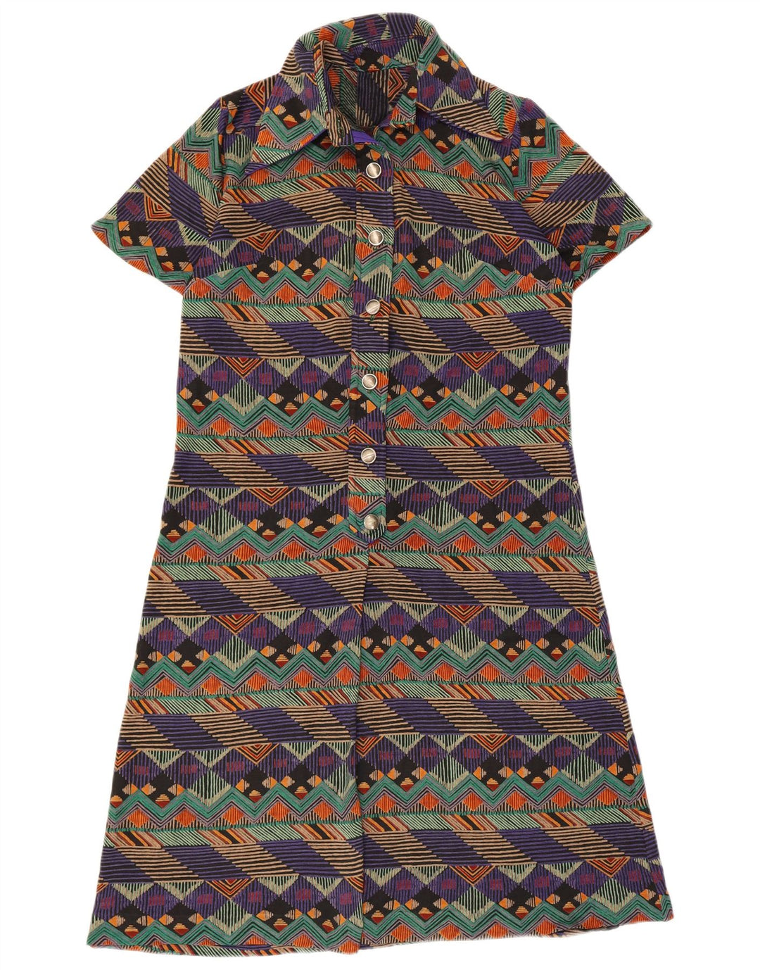 Rochie vintage pentru femei în linie A UK 14 Medium Multicolor Geometric