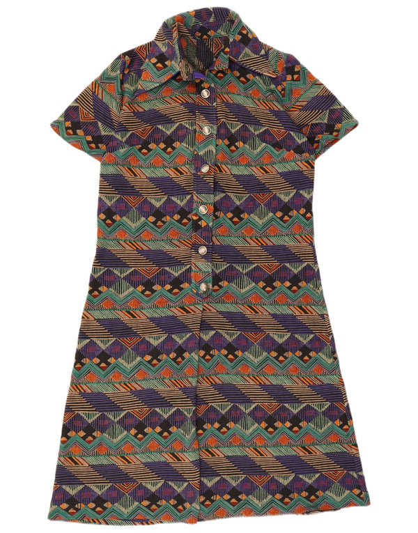 Rochie vintage pentru femei în linie A UK 14 Medium Multicolor Geometric
