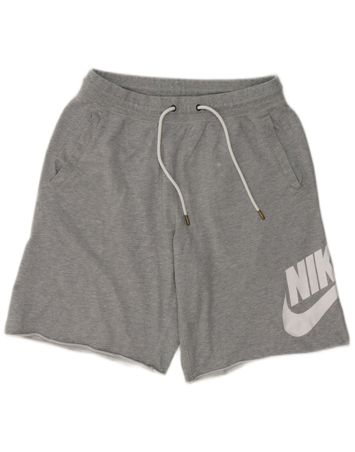 Pantaloni scurți sport grafic Nike pentru bărbați, bumbac cu pete, gri mediu