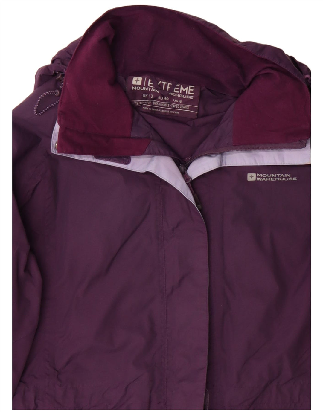 Jachetă de ploaie cu glugă pentru femei Mountain Warehouse UK 12 Nailon violet mediu