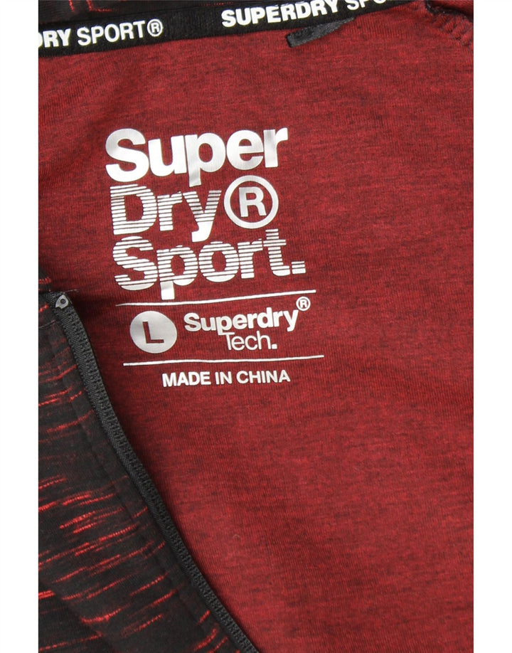 SUPERDRY Pulover cu capota cu fermoar pentru femei UK 16, mare, negru, pete