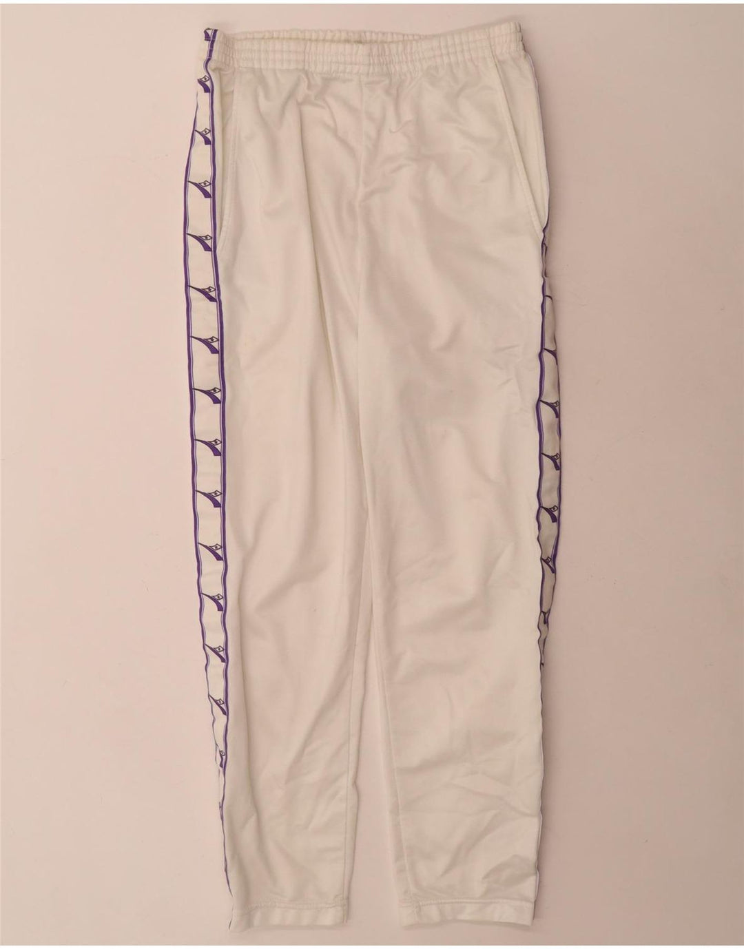 Pantaloni de trening grafic Diadora pentru femei UK 10 Poliester alb mic