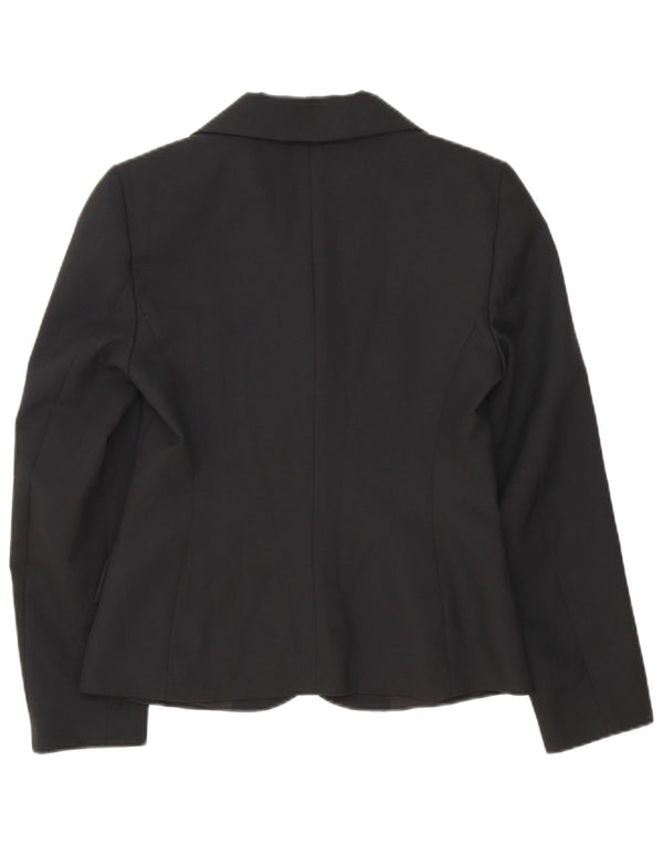 Benetton Womens 3 Button Blazer Jacket IT 42 Medium Black Polyester