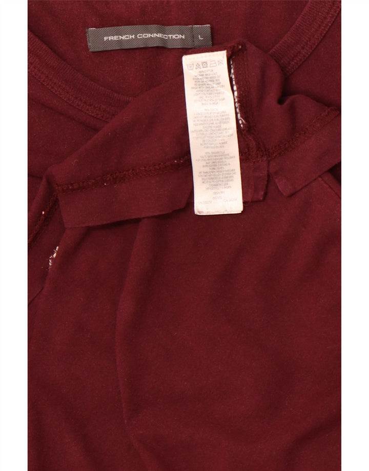 FRENCH CONNECTION Tricou pentru bărbați Top mare din bumbac cu dungi bordeaux