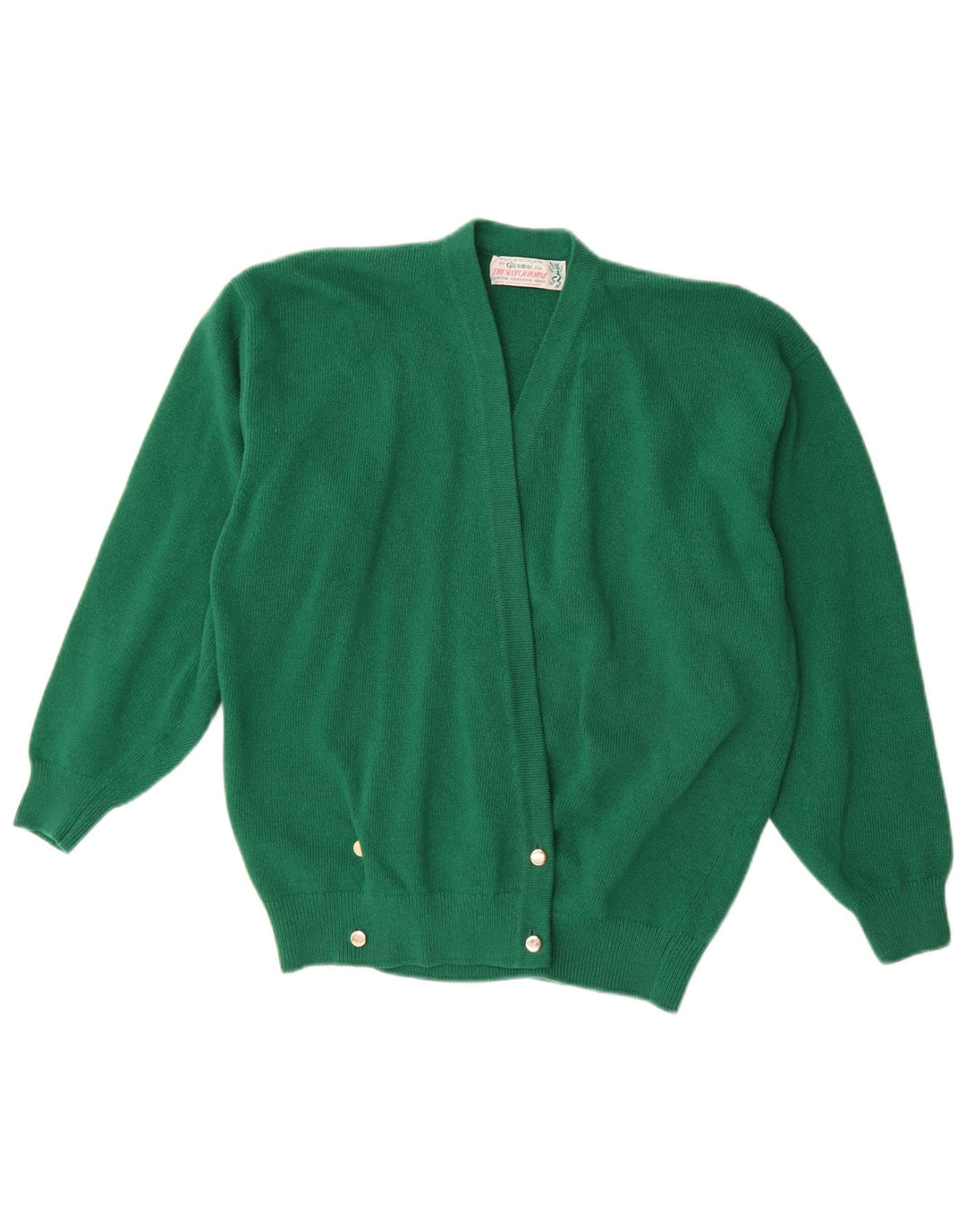 Pulover cardigan pentru femei Glenmac UK 16 Lână de miel verde mare