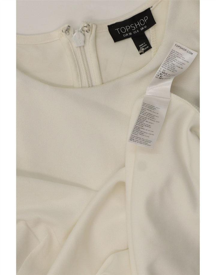 Topshop rochie pentru femei fără mâneci, poliester alb mic UK 10
