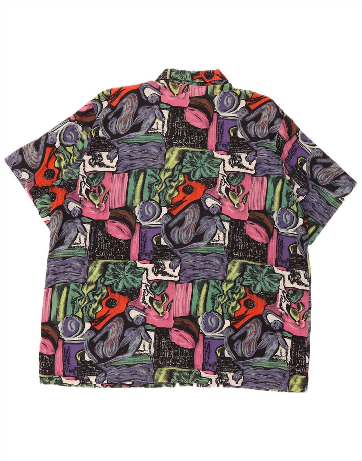 Cămașă Vintage pentru bărbați cu mânecă scurtă cu model abstract, XL, multicoloră