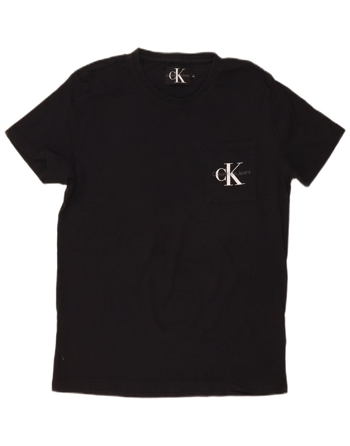 Tricou grafic Calvin Klein pentru bărbați Top mediu din bumbac negru