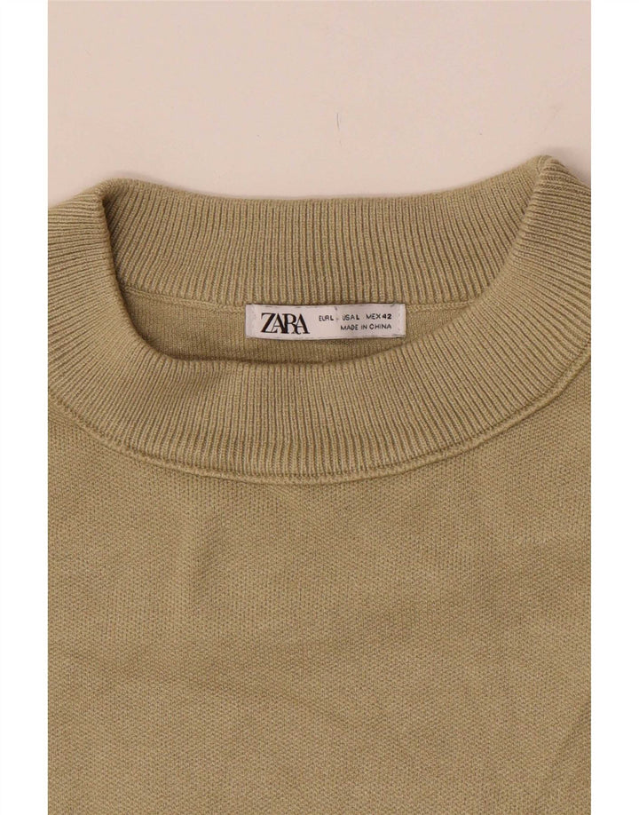 Pulover pentru bărbați Zara, cu decolteu, mare, kaki